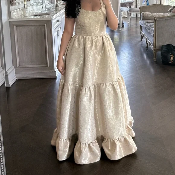V. Chapman The Avery Dress in Taupe Duchess8